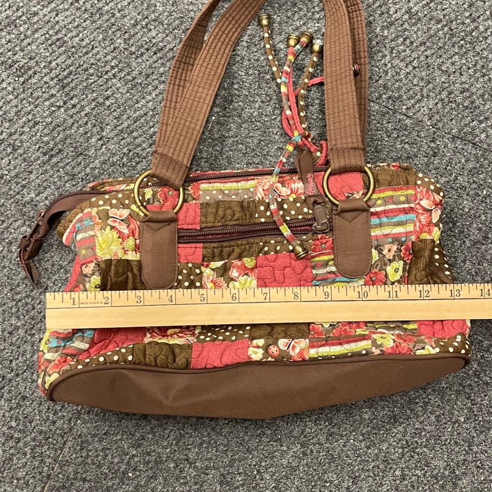 Vtg Donna Sharp Quilted Patchwork Handbag Pink Br… - image 6